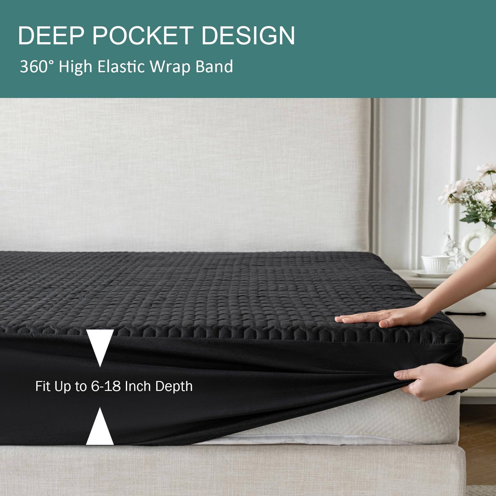 DEEP POCKET DESIGN  
360° High Elastic Wrap Band  

Fit Up to 6-18 Inch Depth