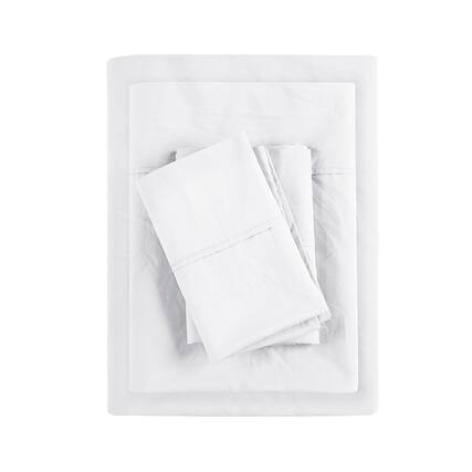 Front. Gracie Mills - Gracie Mills Clementine 200 Thread Count Year-Round Cotton Percale Sheet Set - White.