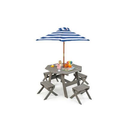 Front. Kadyn - Kids Wooden Table Set for Children Aged 3+ Years-Gray, Small Folding Table for Arts & Crafts, Snack Time, Homeschooling - Gray.