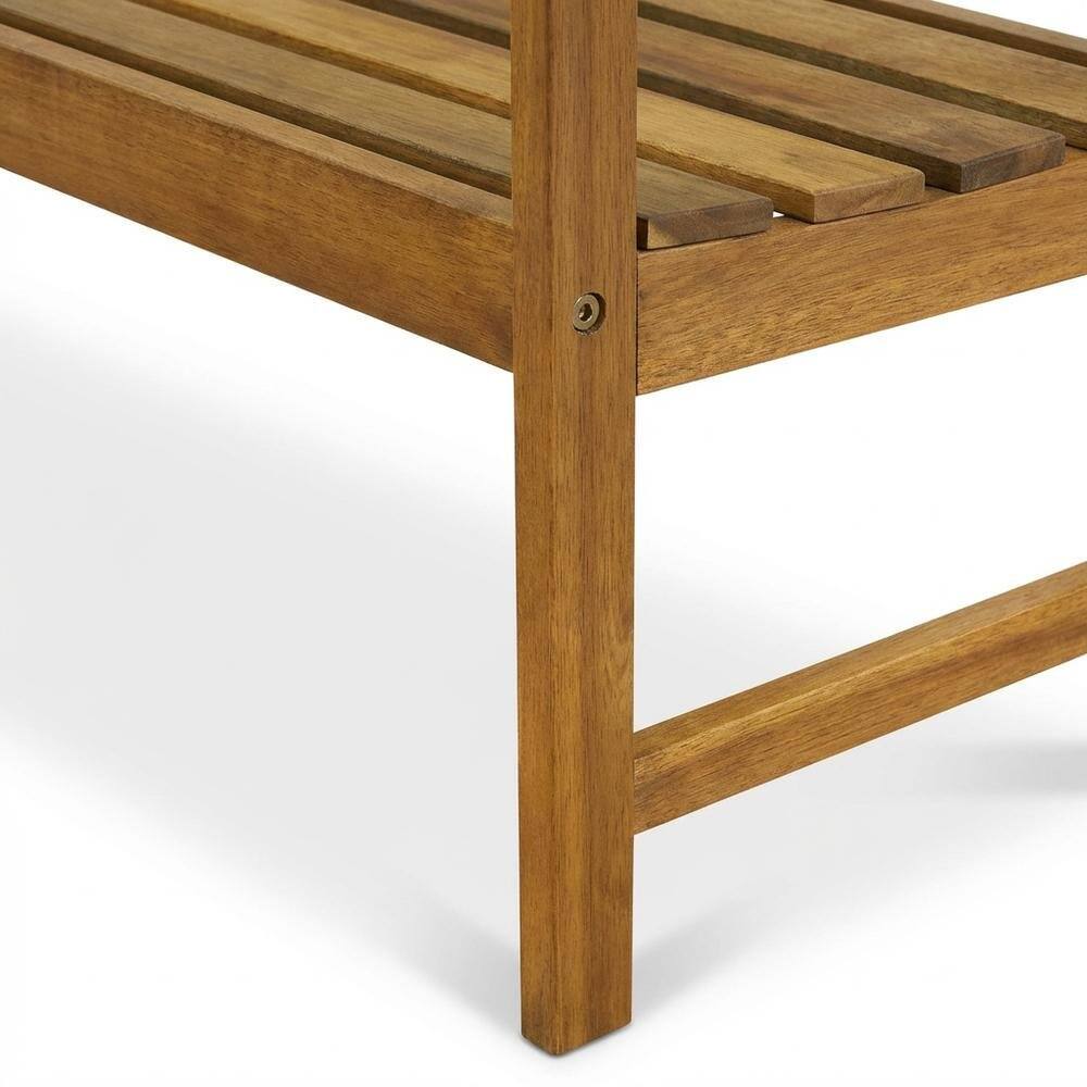 Angle. Outdoor Escape - Oil-Finish Acacia Wood Bench with Oil Finish and Modern Design - Multi-Color.