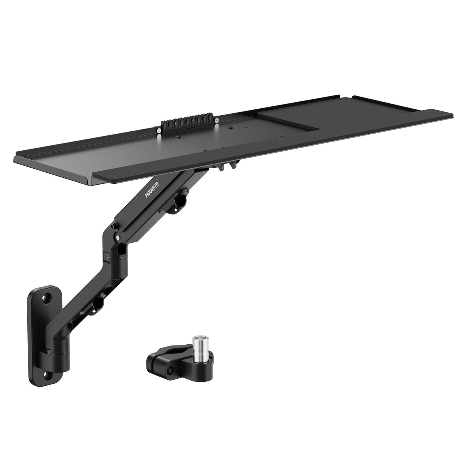 Alt View 5. Mount-It! - Keyboard Tray Arm for Wall or Pole Mounting, Adjustable Tilt and Height for Workstations, Black - Black.