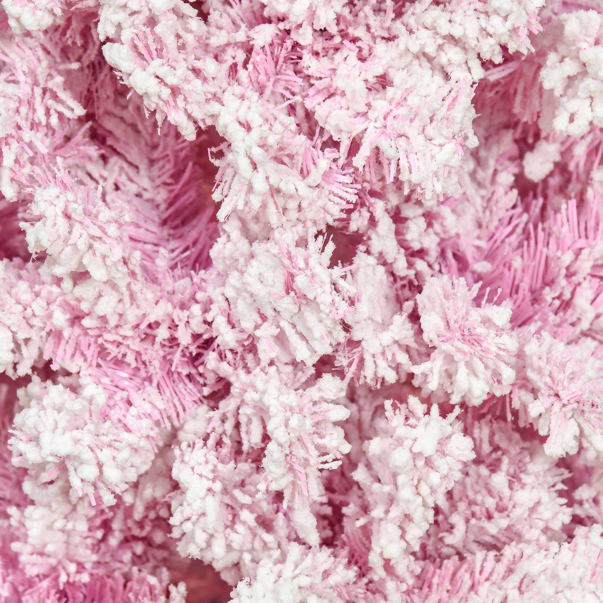 Alt View 8. Homcom - Unlit Snow Flocked Slim Pencil Christmas Tree, Pine Realistic Branches - Pink.