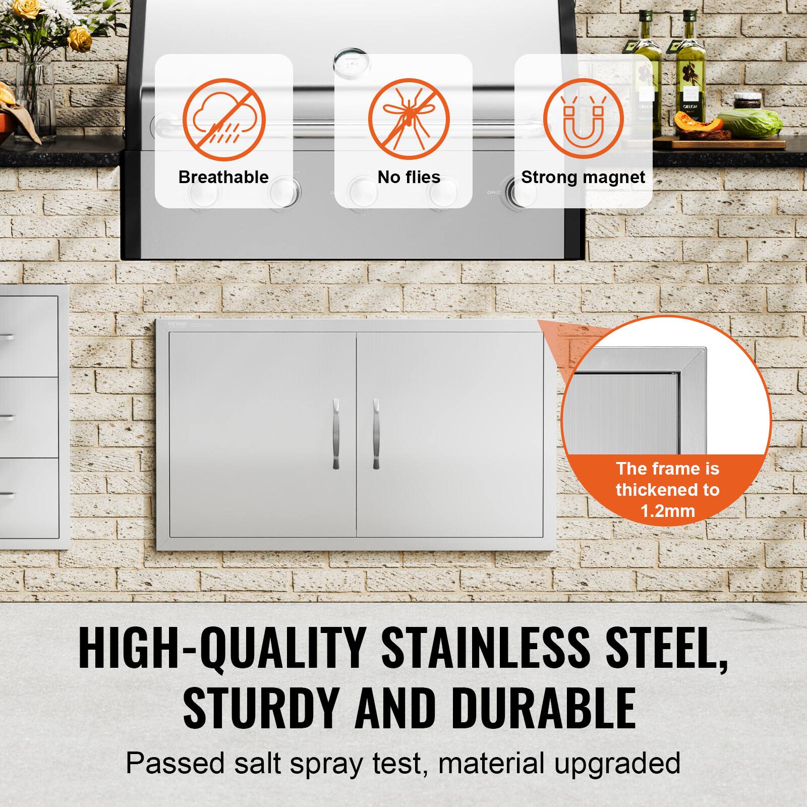 - Breathable
- No flies
- Strong magnet
- The frame is thickened to 1.2mm
- HIGH-QUALITY STAINLESS STEEL, STURDY AND DURABLE
- Passed salt spray test, material upgraded