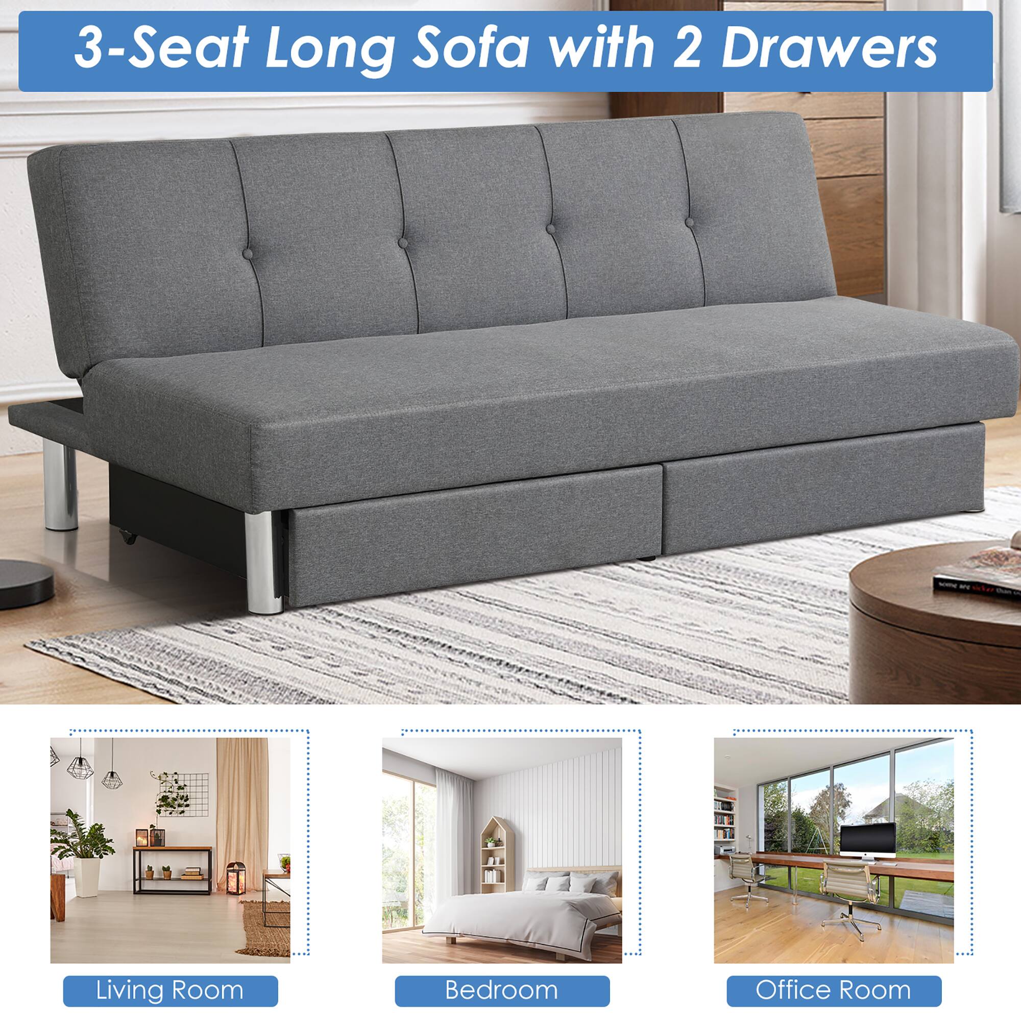 3-Seat Long Sofa with 2 Drawers

Living Room Bedroom Office Room
