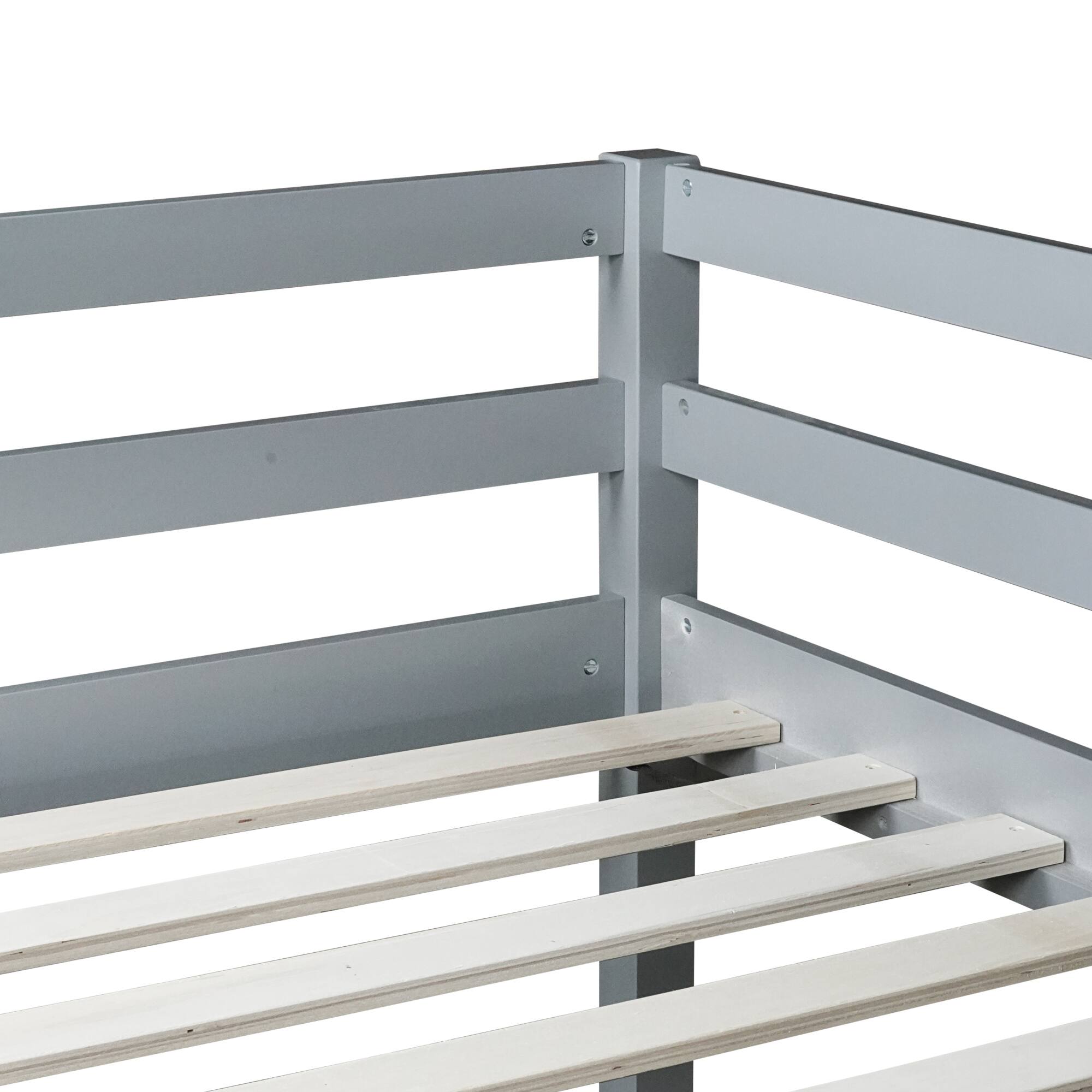 Angle. GOODSILO - Premium Full-Size Loft Bed with Ladder Designed for Space Optimization and Stylish Comfort - Grey.