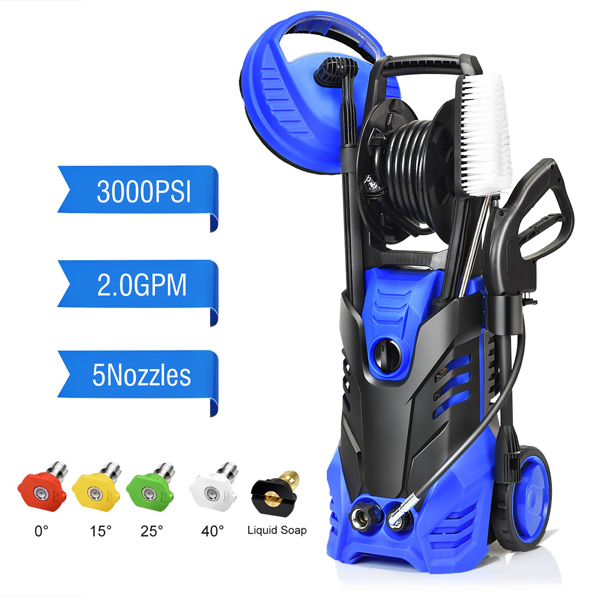 3000PSI  
2.0GPM  
5Nozzles  
0° 15° 25° 40° Liquid Soap