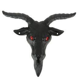 Zeckos - Enamel Cast Iron Baphomet Head Wall Mounted Sculpture Hanging Home Decor - Black