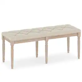 Gymax - 47.5'' End of Bed Bench w/ Tufted Decoration & Antiqued Legs for Living Room - Beige