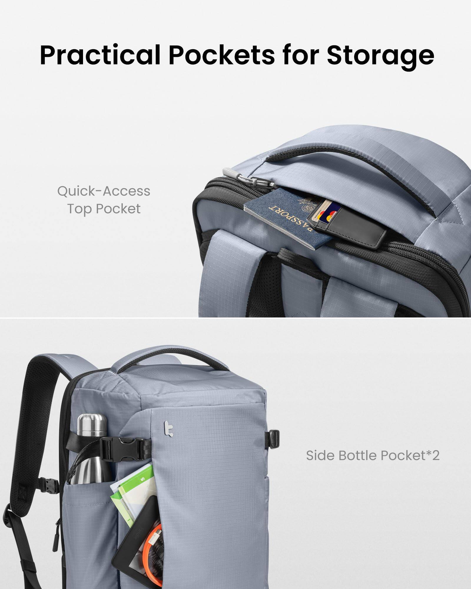 Practical Pockets for Storage

Quick-Access Top Pocket

PASSPORT

Side Bottle Pocket*2