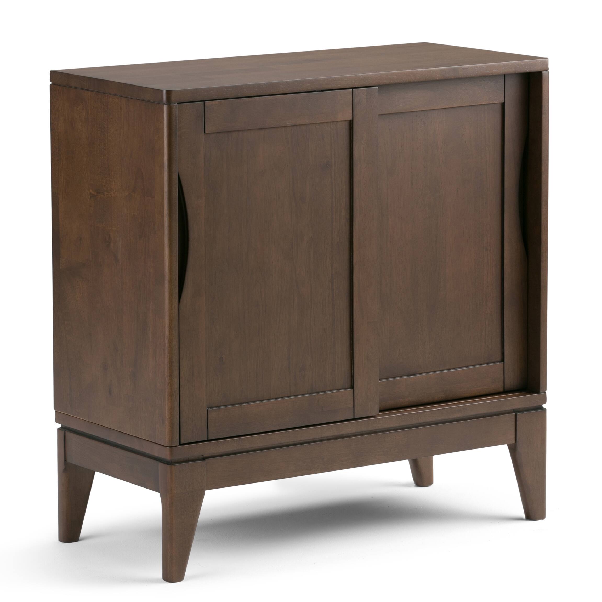 Alt View 2. Simpli Home - Harper Solid Wood 30 inch Storage Cabinet in Walnut Brown (Set of 2) - Walnut Brown.