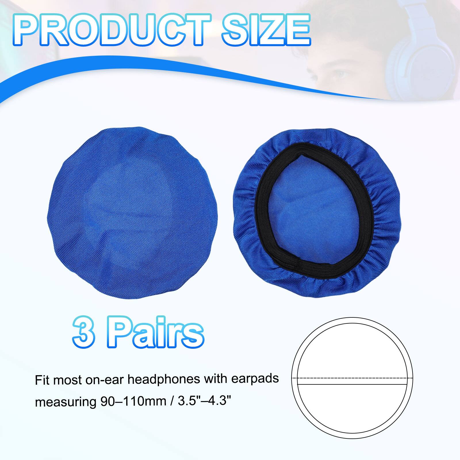 PRODUCT SIZE

3 Pairs

Fit most on-ear headphones with earpads measuring 90-110mm / 3.5"-4.3"