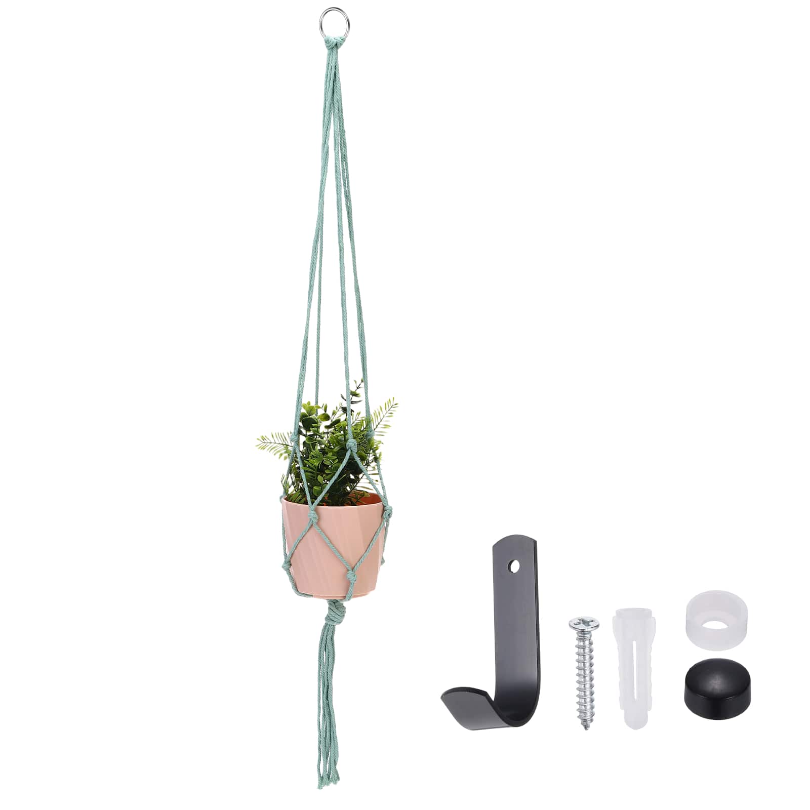 Unique Bargains - Macrame Plant Hanger, 41 Inch Hanging Planter w/ Hook Tassels Decorative Crochet Cotton Rope for Home Decor - Light Green price history on PriceWatchPro