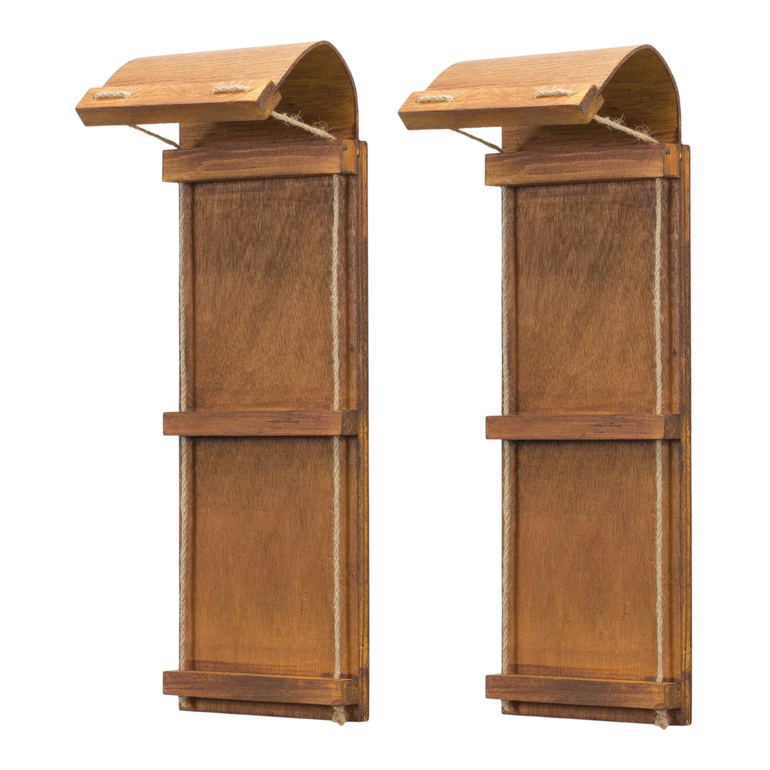 Angle. BreeBe - Vintage Toboggan Sled Ornament (Set of 2) - Brown.