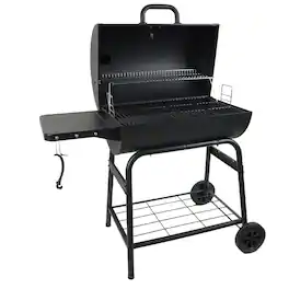 Grill Boss - 30" Charcoal Barrel Grill, Adjustable Grate Large Cooking Area - Black