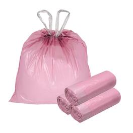 Unique Bargains - 120pcs Trash Bags with Drawstring, 8.7 Gallon 24" Unscented Bathroom Bin Liners for Home Office Kitchen - Rose Gold