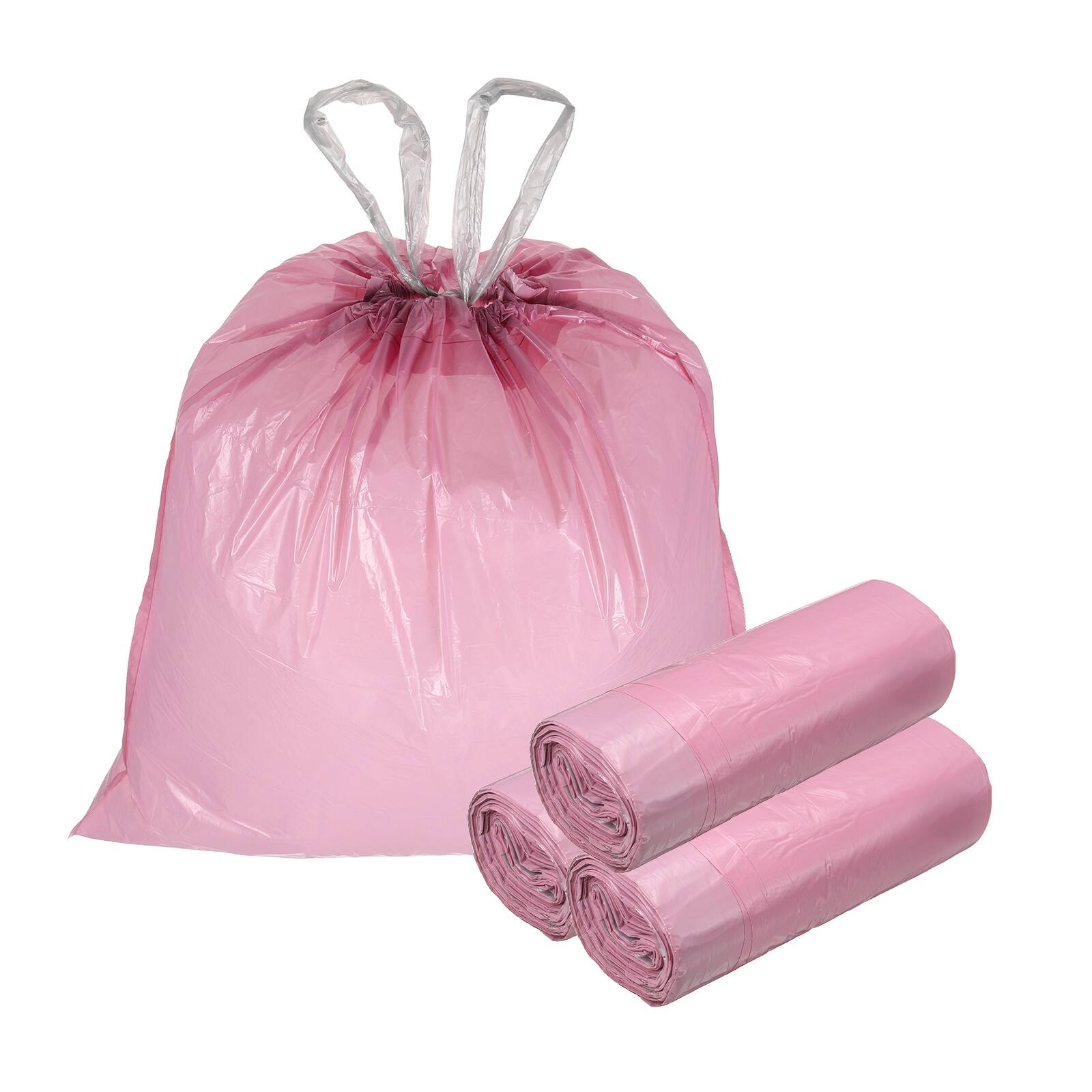 Front. Unique Bargains - 60pcs Trash Bags with Drawstring, 8.7 Gallon 24" Unscented Bathroom Bin Liners for Home Office Kitchen - Rose Gold.