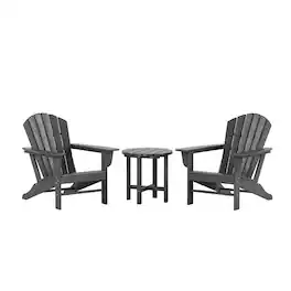 WestinTrends - Dylan 3-Piece Outdoor Adirondack Chair with Side Table Set - Gray