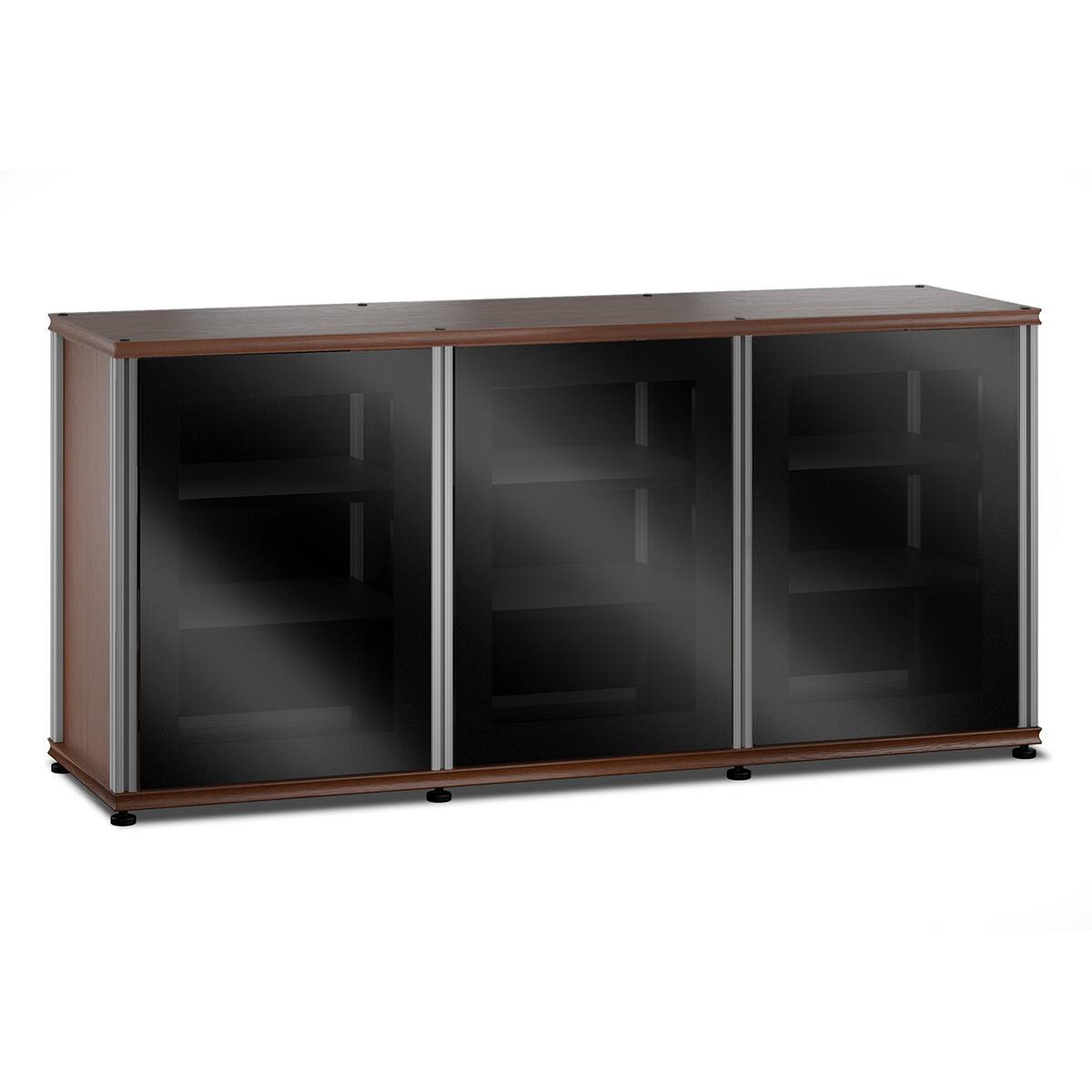 Front. Salamander Designs - Salamander Designs Synergy 337 Triple AV Cabinet (American Cherry with Black Glass & Aluminum Posts) - Cherry/Aluminum.