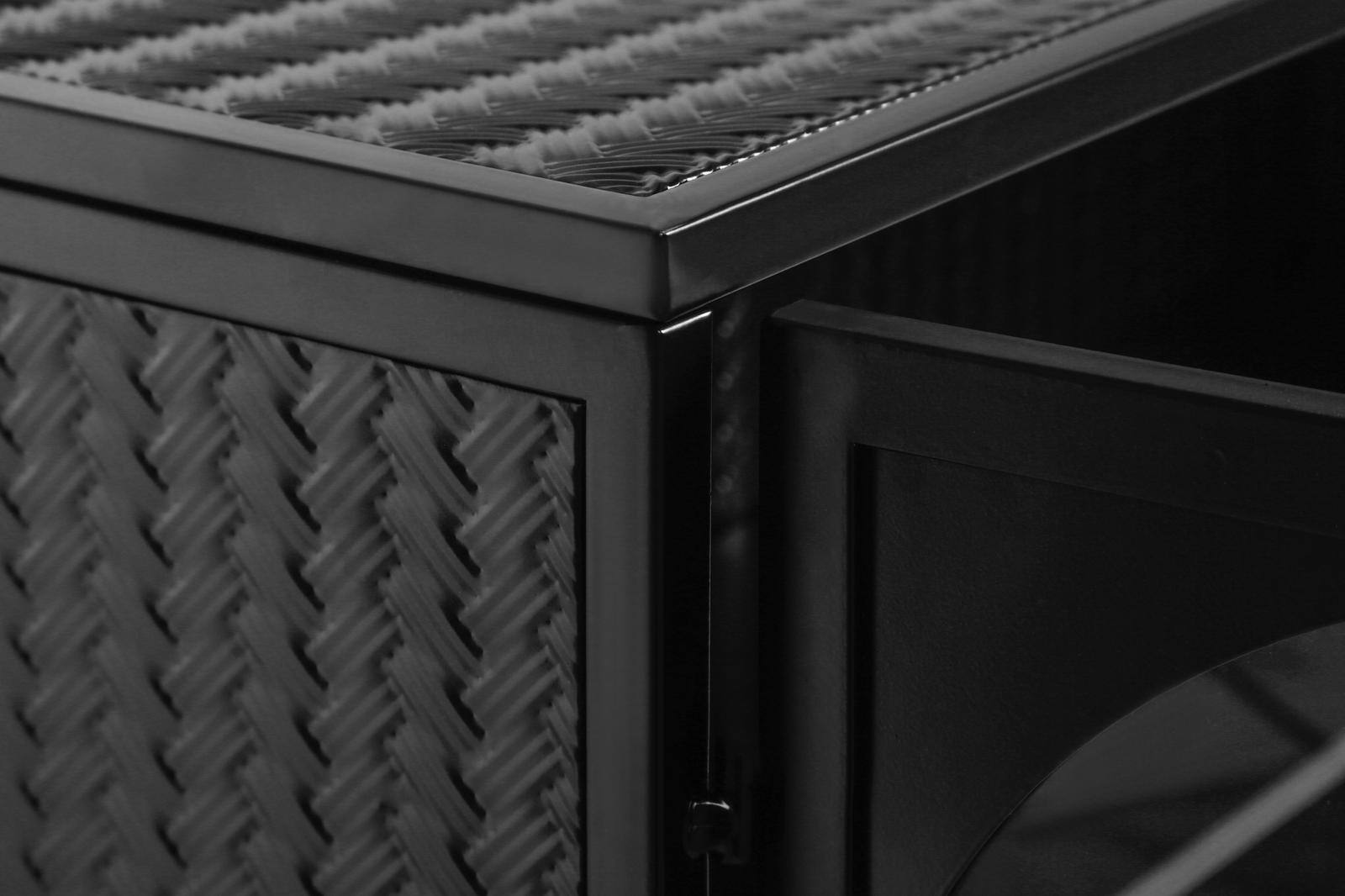 Alt View 2. Spaco - Spaco 27.56" Wall Cabinet with Glass Doors, Modern 2 Door Storage Cabinet with 3 Tier Shelves and Woven Pattern Design - Black.