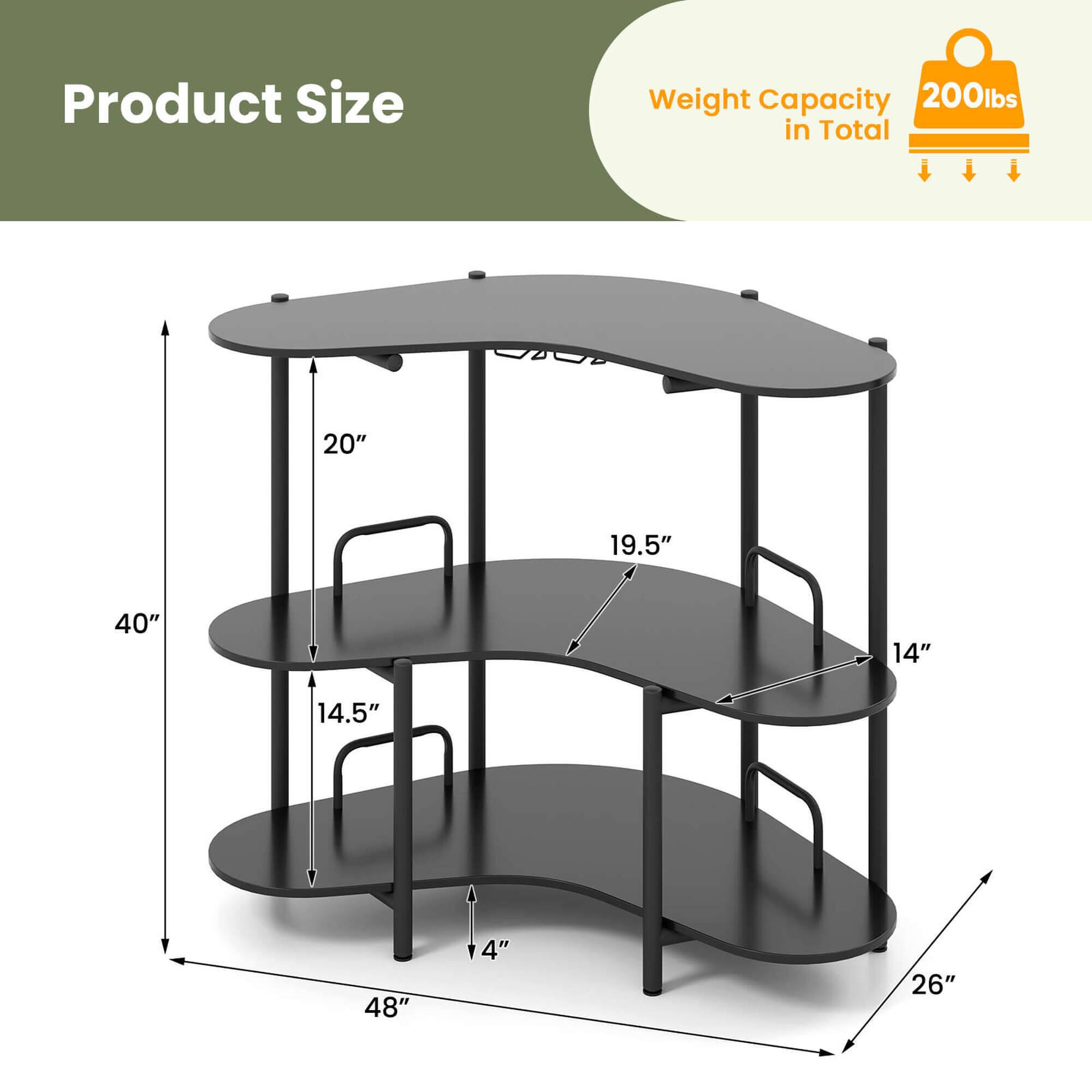 Product Size: 20" x 19.5" x 40"
Weight Capacity: 200 lbs in total

The image shows a product size with dimensions of 20" x 19.5" x 40". The weight capacity of the product is 200 lbs in total.