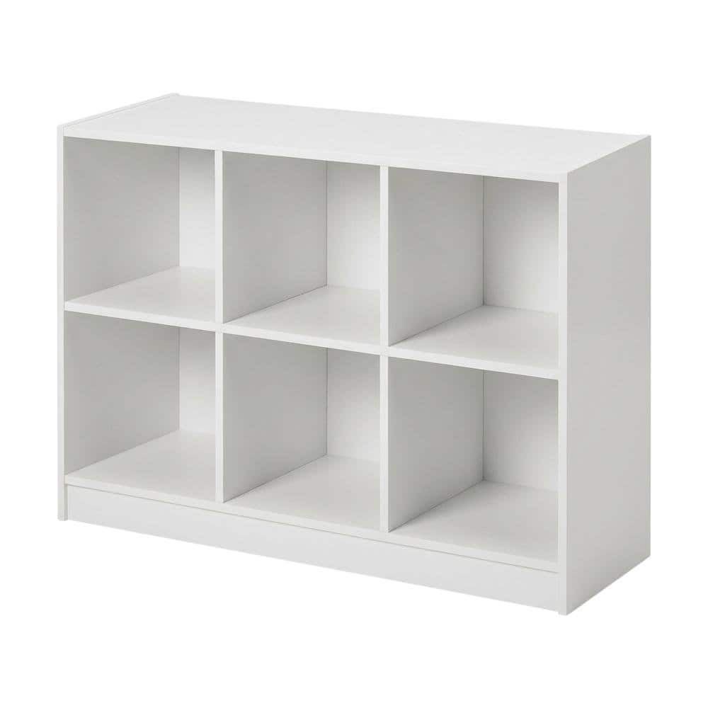 FurniFact - Engineered Wood bookcase with open shelving for living room or office space - White