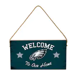 Evergreen Enterprises - Philadelphia Eagles 6" x 11" Welcome Home Wood Wall Sign with Rope Hanger - Multicolor