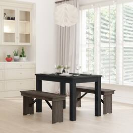 Emma + Oliver - 46" x 30" Rectangular Antique Rustic Solid Pine Farm Dining Table - Black Wash