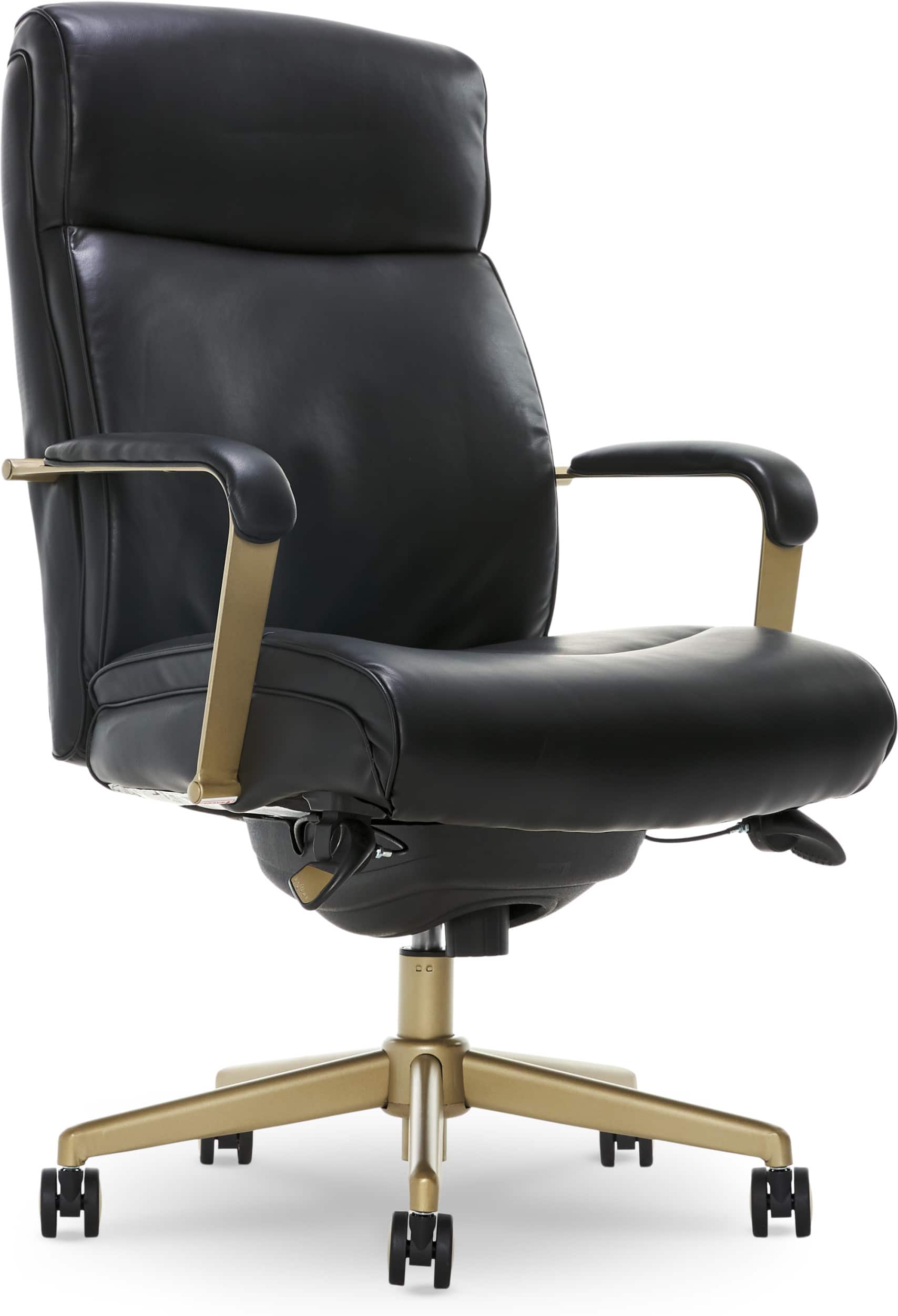 Angle. La-Z-Boy - Modern Melrose Executive Office Chair with Brass Finish - Black.