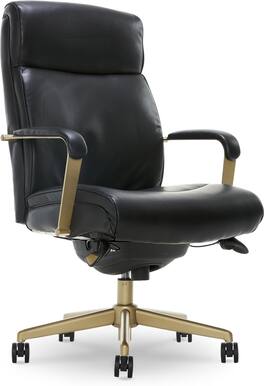 La-Z-Boy - Modern Melrose Executive Office Chair with Brass Finish - Black