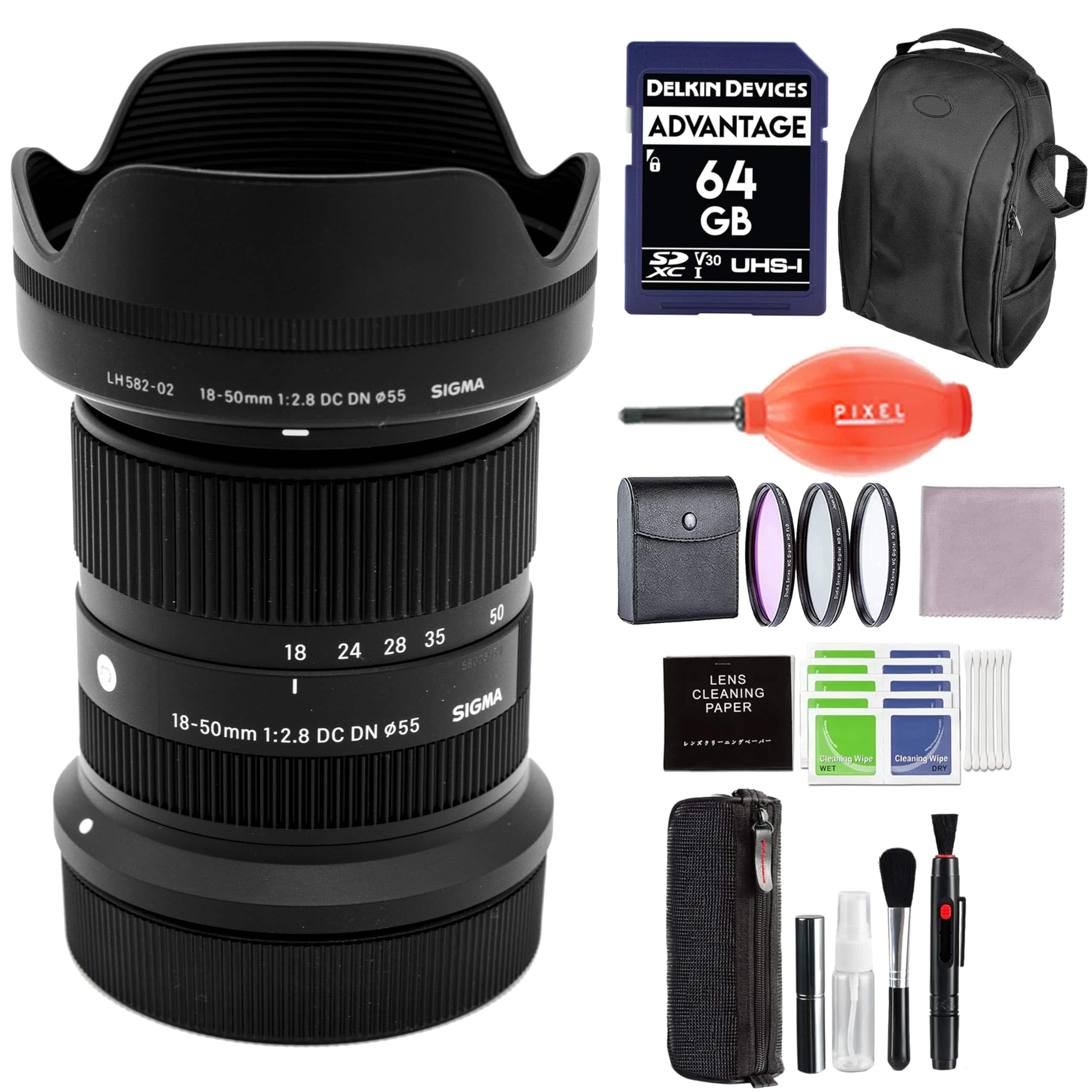 Sigma - 18-50mm f/2.8 DC DN Contemporary Lens for RF Mount w/ Advanced Accessory & Travel Bundle | 18-50mm Canon Lens - Black