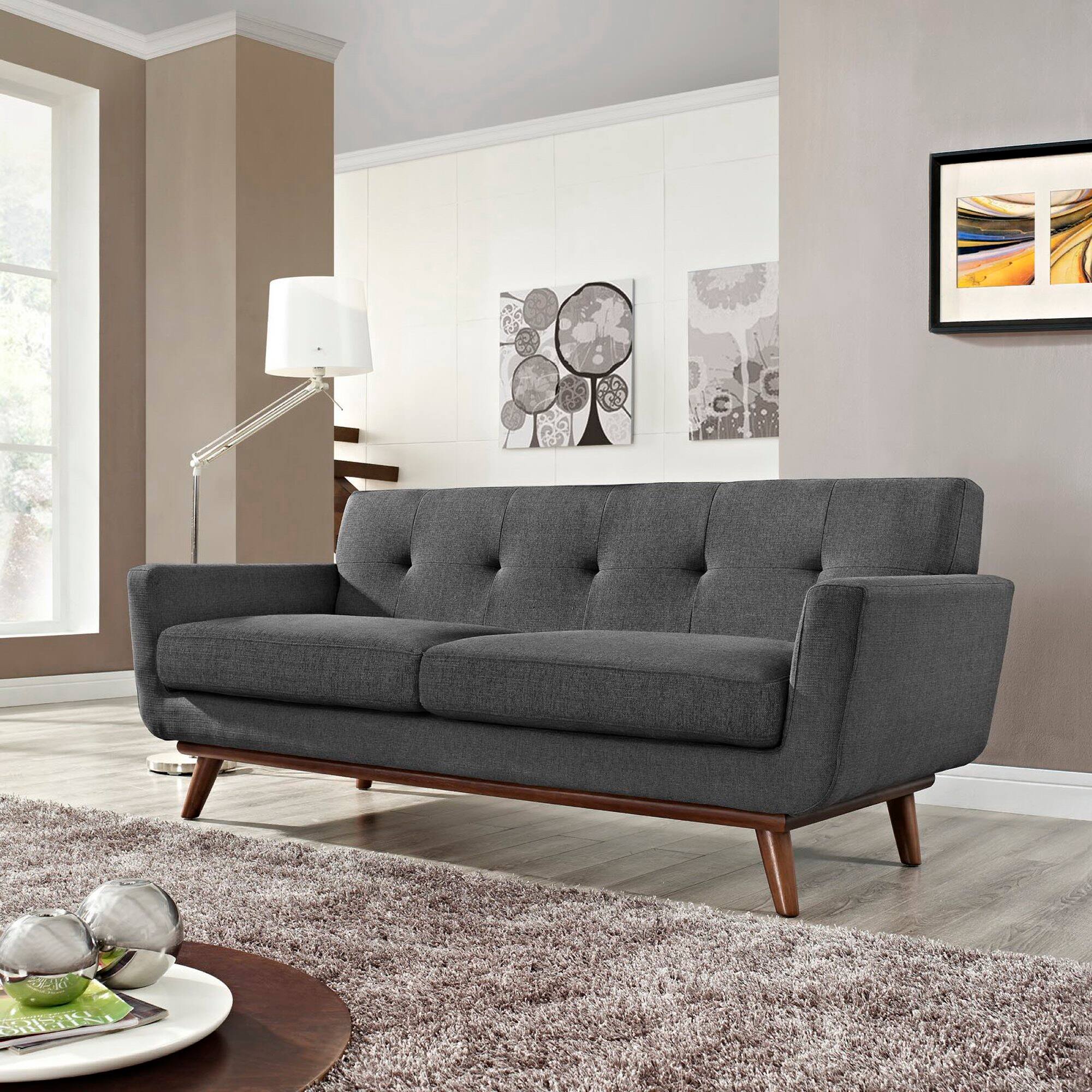 Back. Modway - Engage Upholstered Fabric Loveseat by Modway - Gray.