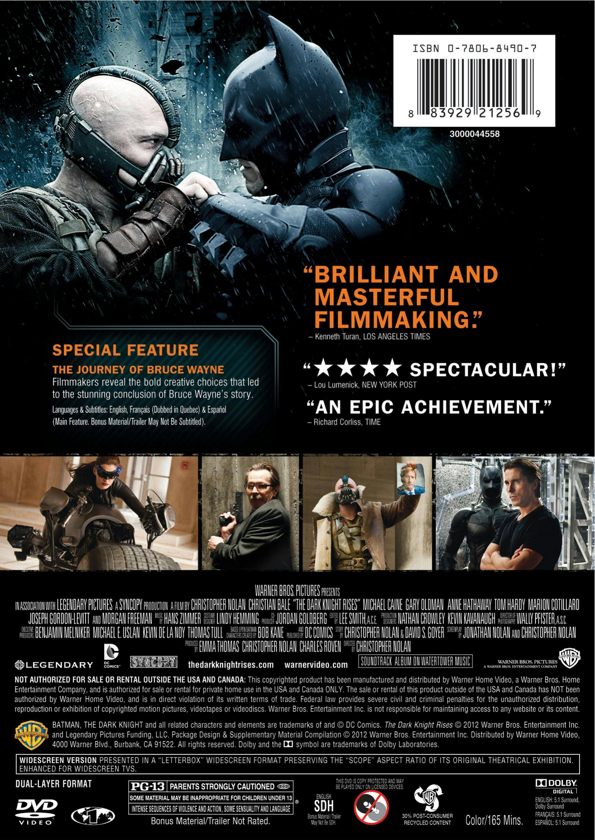 Angle. The Dark Knight Rises [DVD].