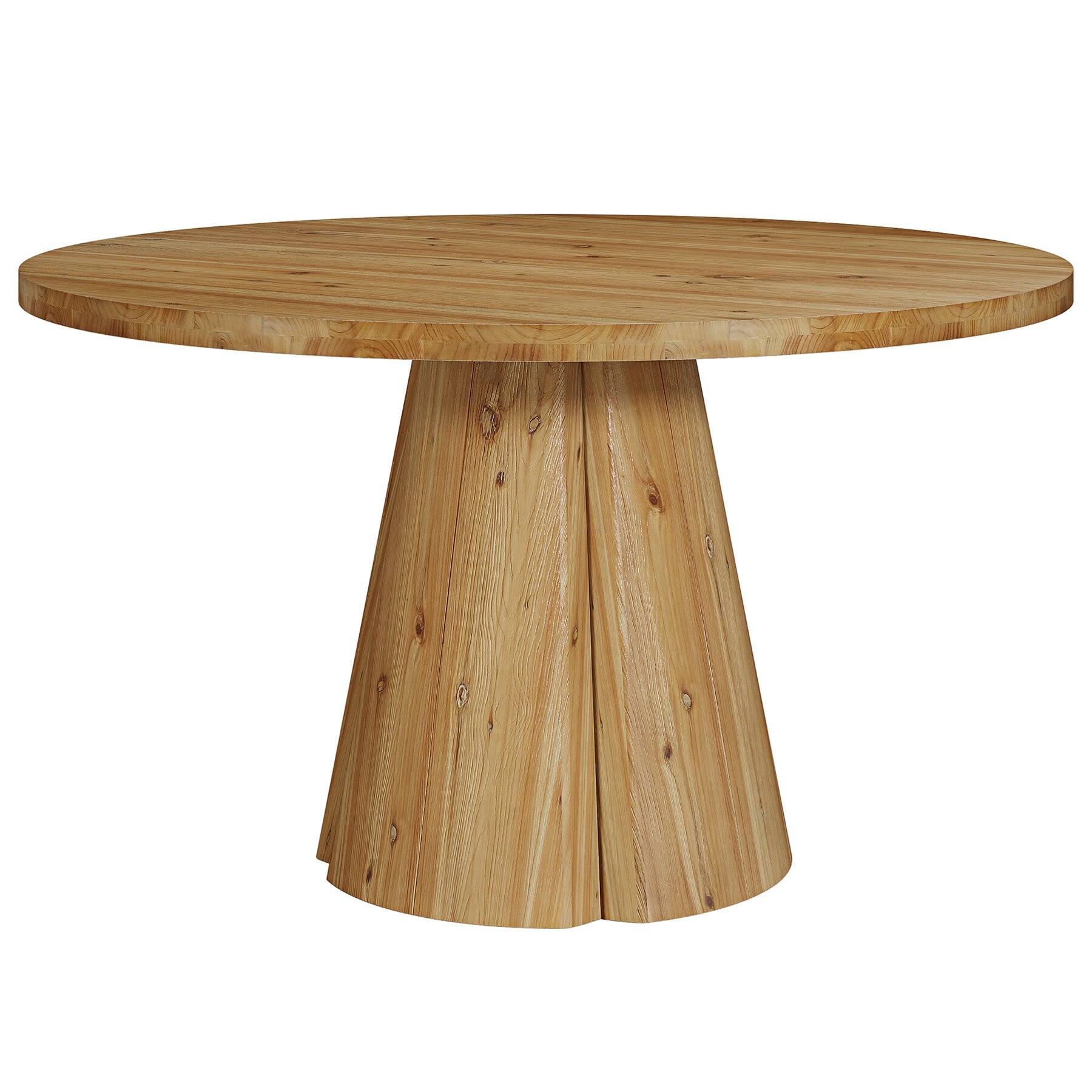 Alt View 5. Tribesigns - Solid Wood Dining Table with Wood Grain Finish and Round Top for Everyday Meals and Family Gatherings - Light Brown.