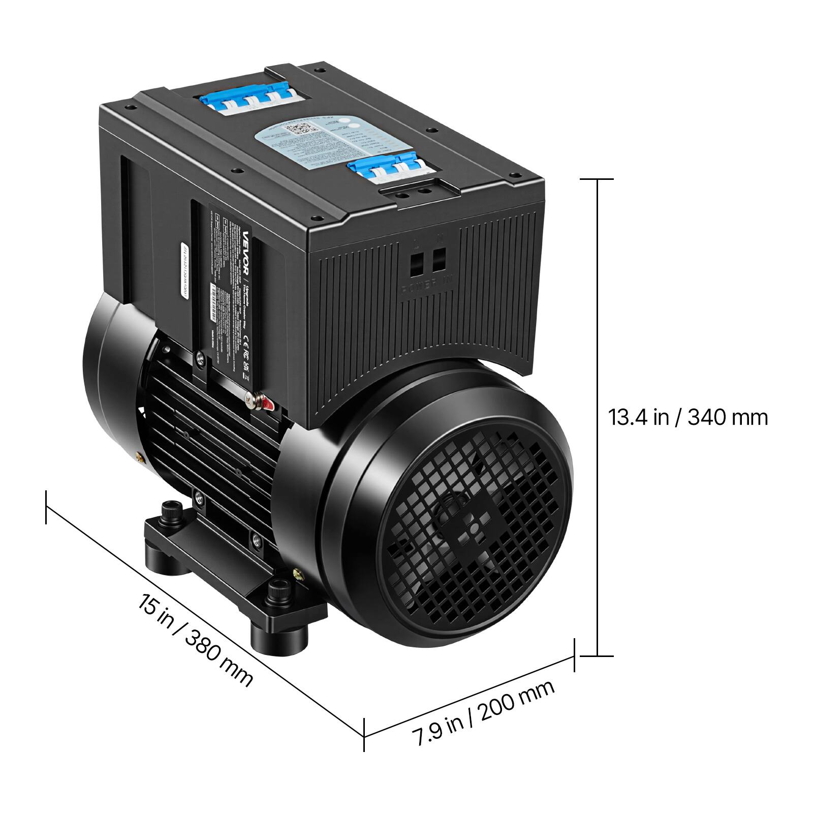 COMITIONAL  
VEVOR Proteiner.com  
13.4 in / 340 mm  
15 in / 380 mm  
200 mm / 7.9 in