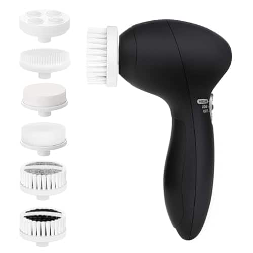 Vulpecula Spade - Facial Cleansing Brush Face Scrubber: Electric Face Spin Cleanser Brushes with 6 Brush Heads for Deep Cleansing, Gentle