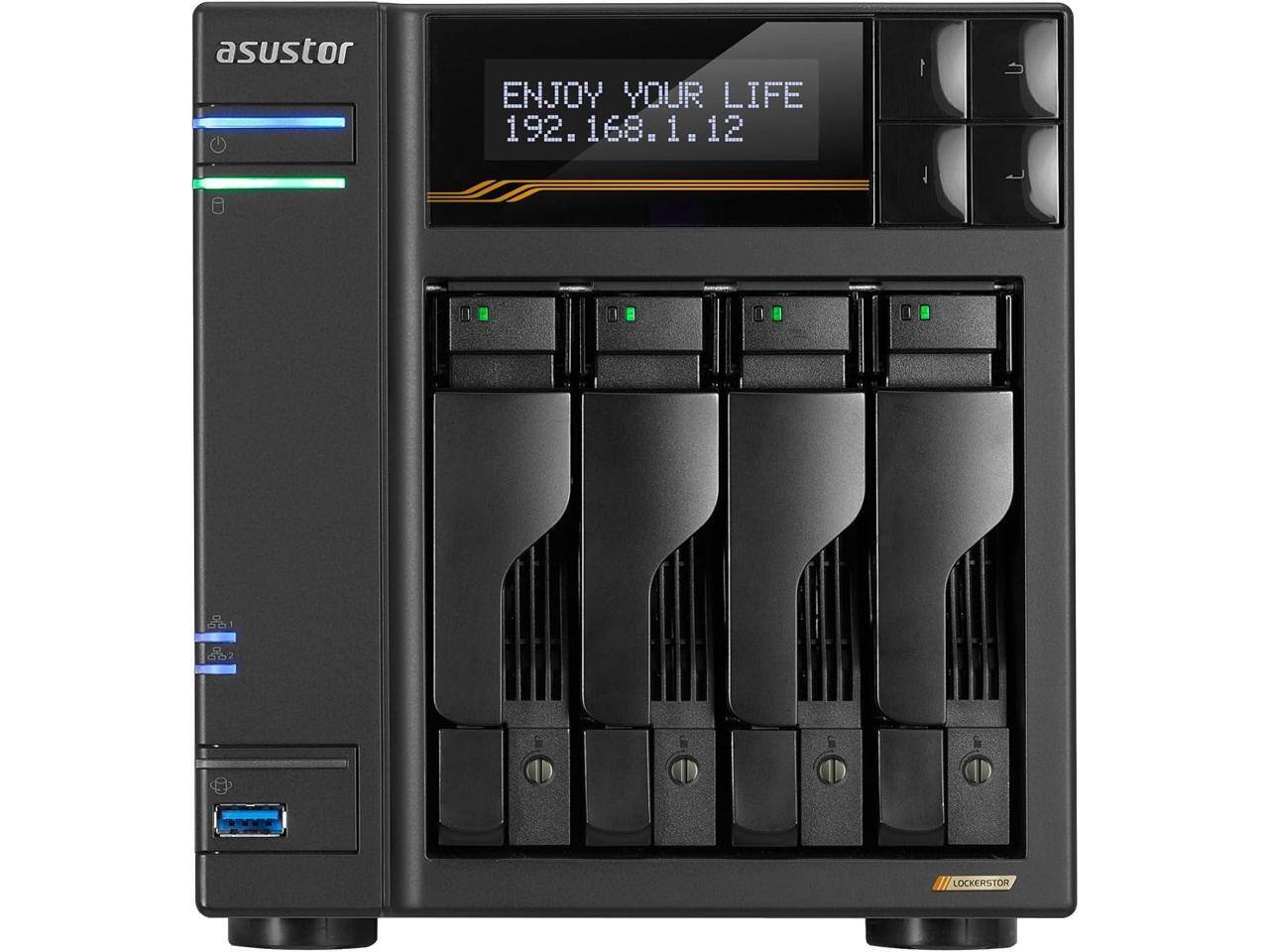 Asustor Lockerstor 4 Gen3 AS6804T 4 Bay NAS, 2.3GHz CPU, USB 4