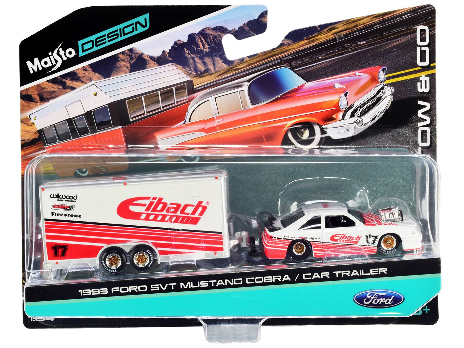 Maisto DESIGN  
wikwood - COMES Firestone  
Eibach  
17  
1993 FORD SVT MUSTANG COBRA / CAR TRAILER  
Ford