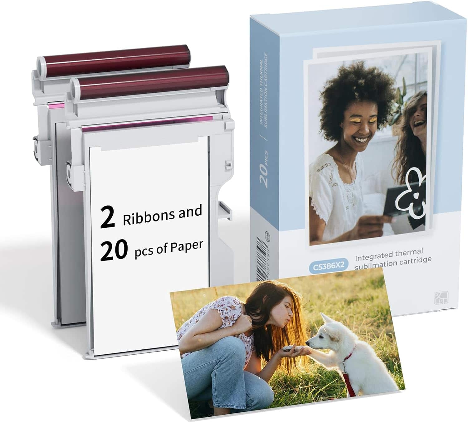 Hanin - M3 and CP2100 Photo Paper & Ribbon Refill 2-Pack – 20 Sheets + Dual Ribbons per Pack - White price history on PriceWatchPro