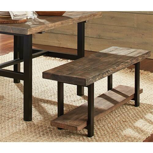 Left. SlickBlue - Modern Wood and Metal Accent Bench for Entryway and Seating Area - Rustic Natural.