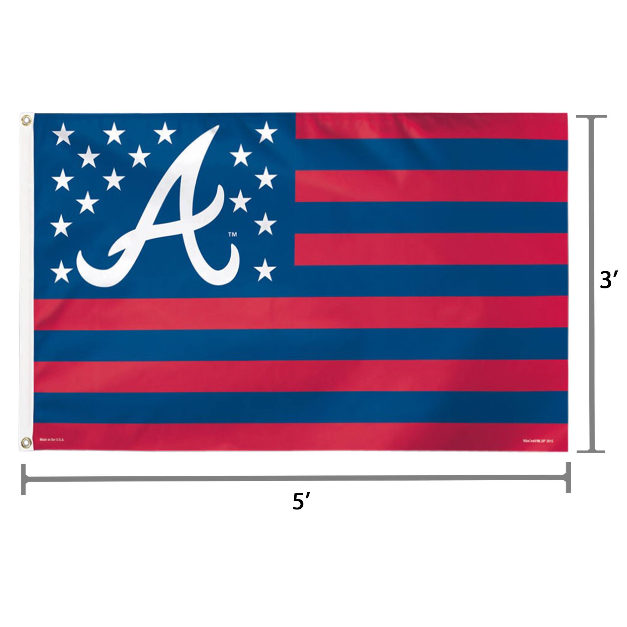 Alt View 1. WinCraft - Atlanta Braves Deluxe Stars & Stripes 3' x 5' Flag - Multicolor.