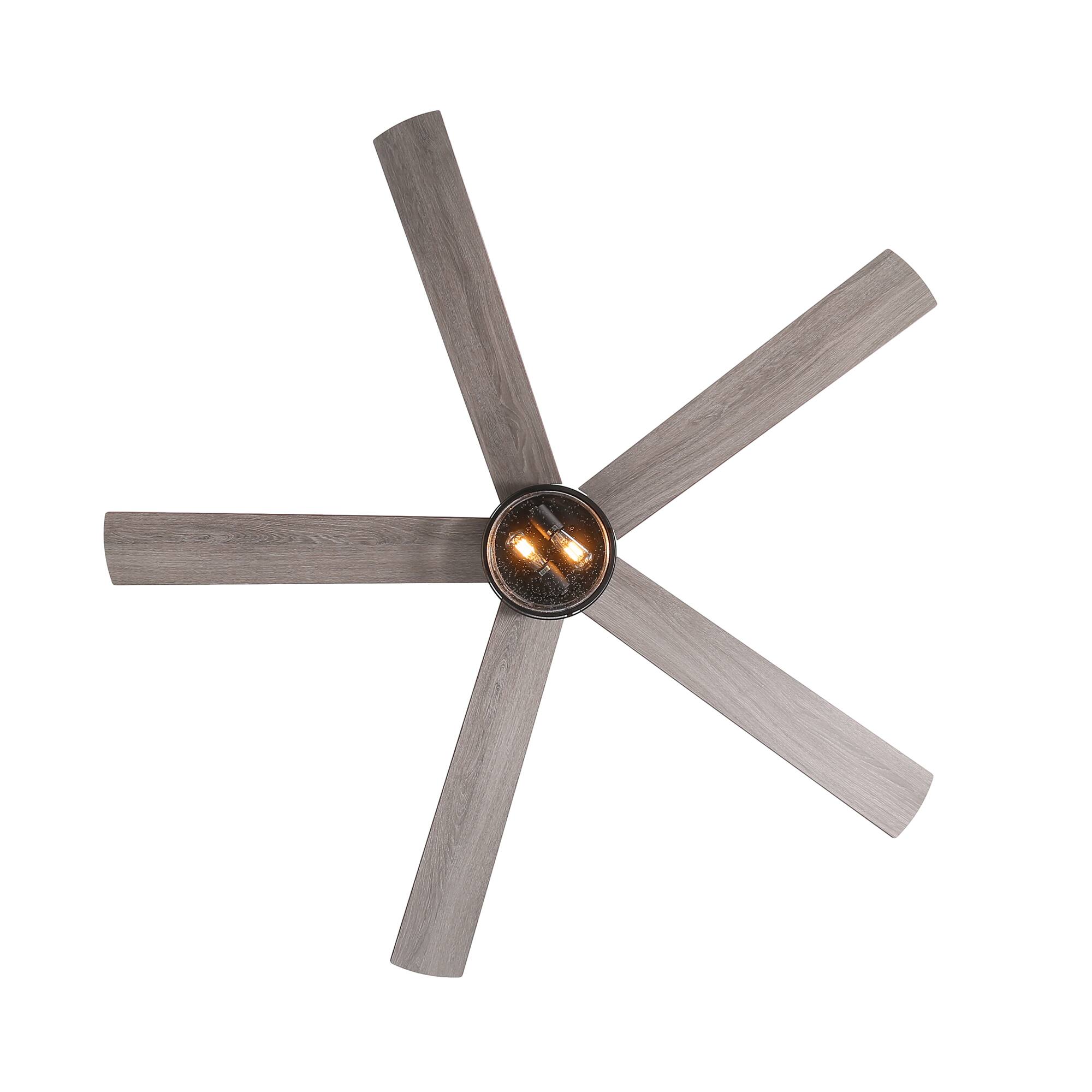 Alt View 9. Breezary - 65" Indoor Large Ceiling Fan with E26 Light Socket, Reversible Blade, Remote& 6-Speed DC Motor, 7/15'' Downrods - Black and Dual-Tone Wood Finish.