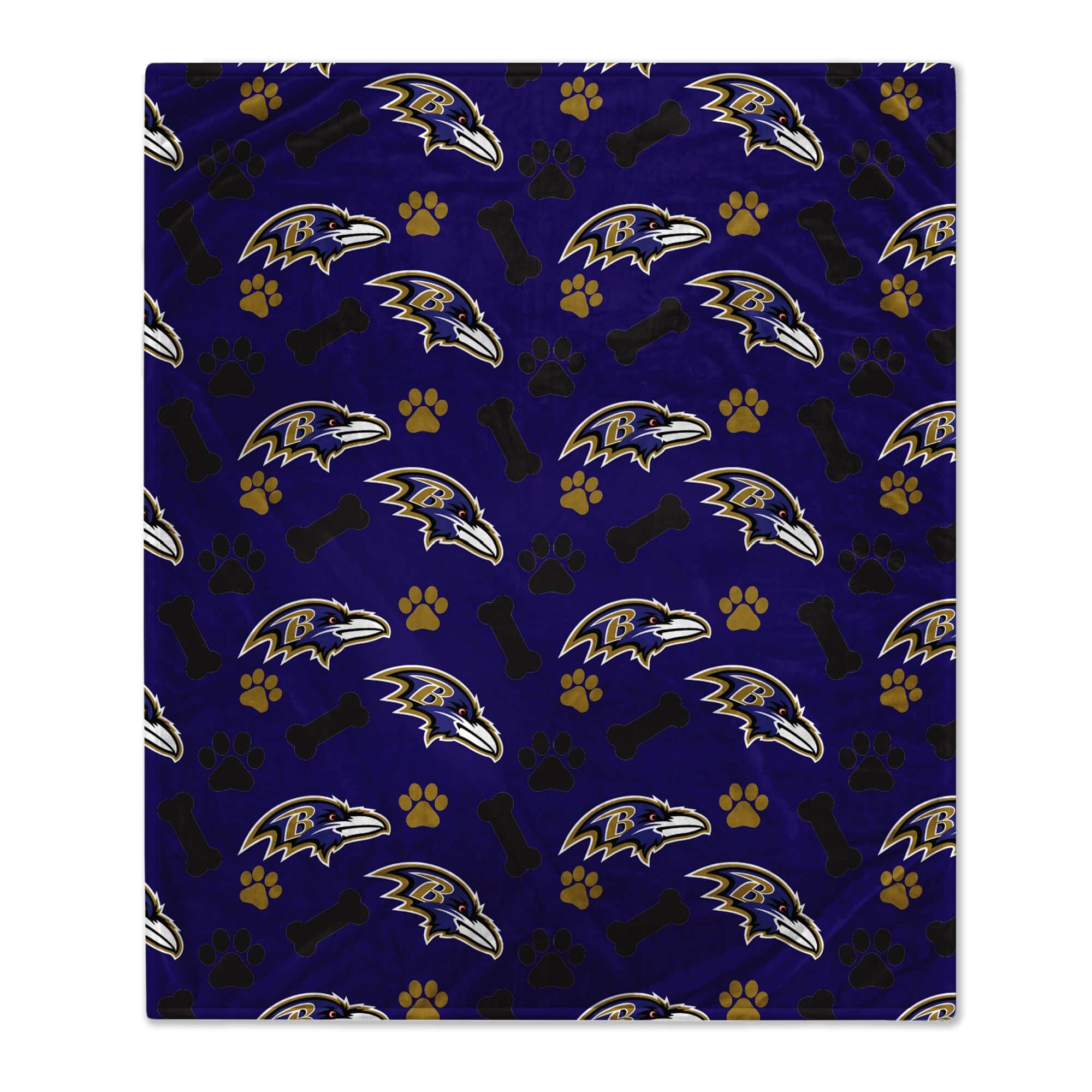 Pegasus - Baltimore Ravens 40" x 50" Lightweight Bones Flannel Fleece Pet Blanket - Black