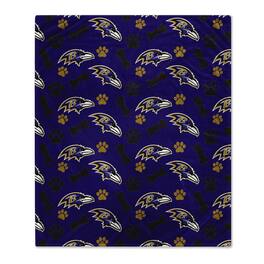 Pegasus - Baltimore Ravens 40" x 50" Lightweight Bones Flannel Fleece Pet Blanket - Black