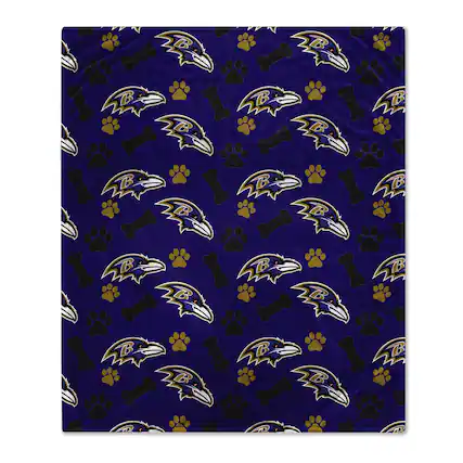 Front. Pegasus - Baltimore Ravens 40" x 50" Lightweight Bones Flannel Fleece Pet Blanket - Black.