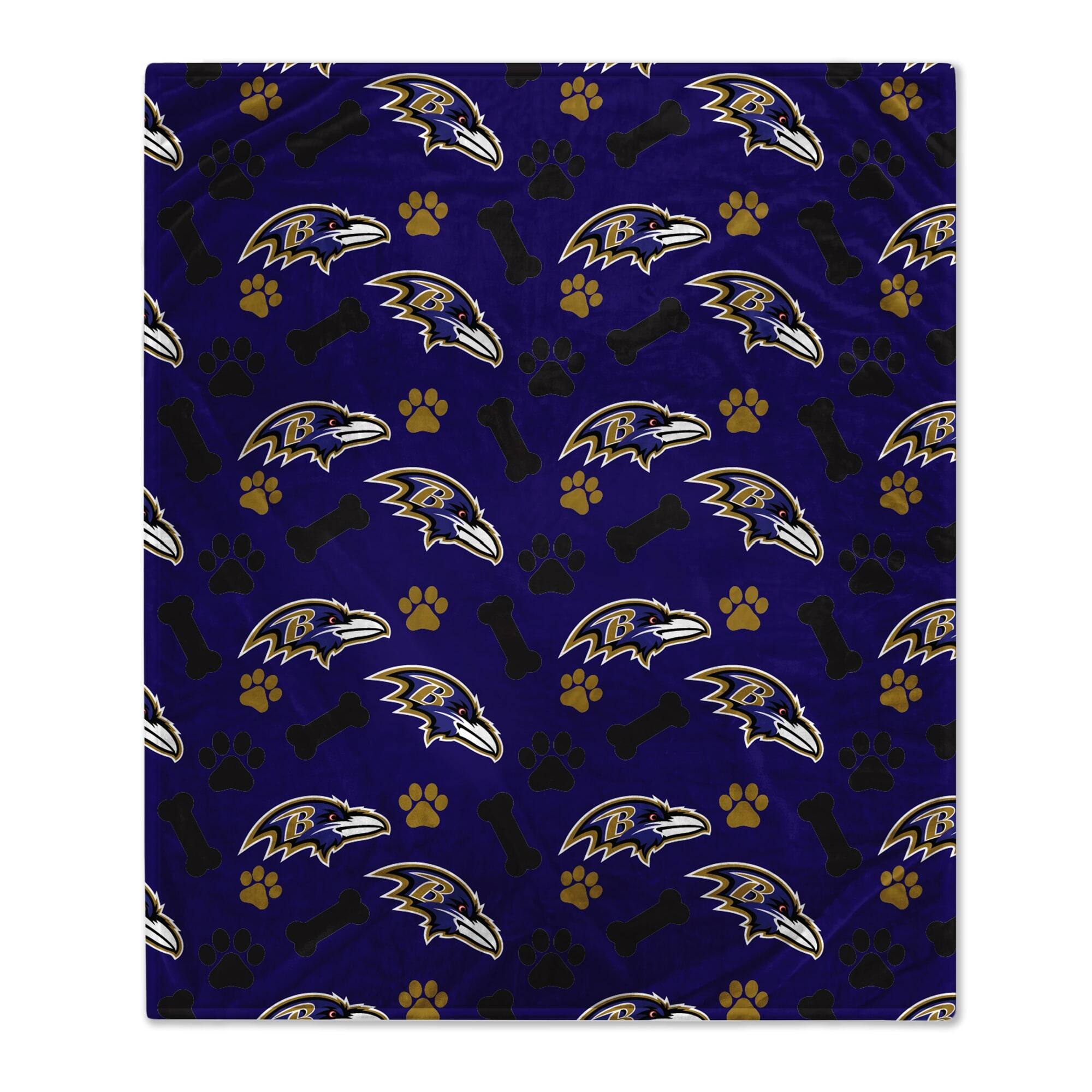 Front. Pegasus - Baltimore Ravens 40" x 50" Lightweight Bones Flannel Fleece Pet Blanket - Black.