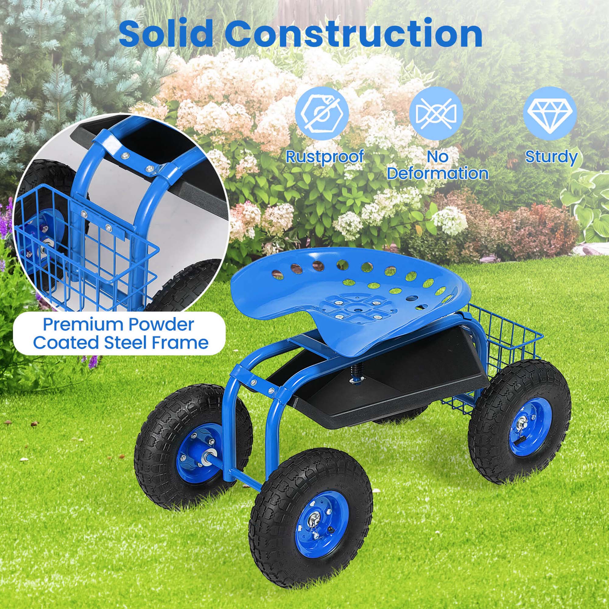 Solid Construction  
Rustproof  
No Deformation  
Sturdy  
Premium Powder Coated Steel Frame