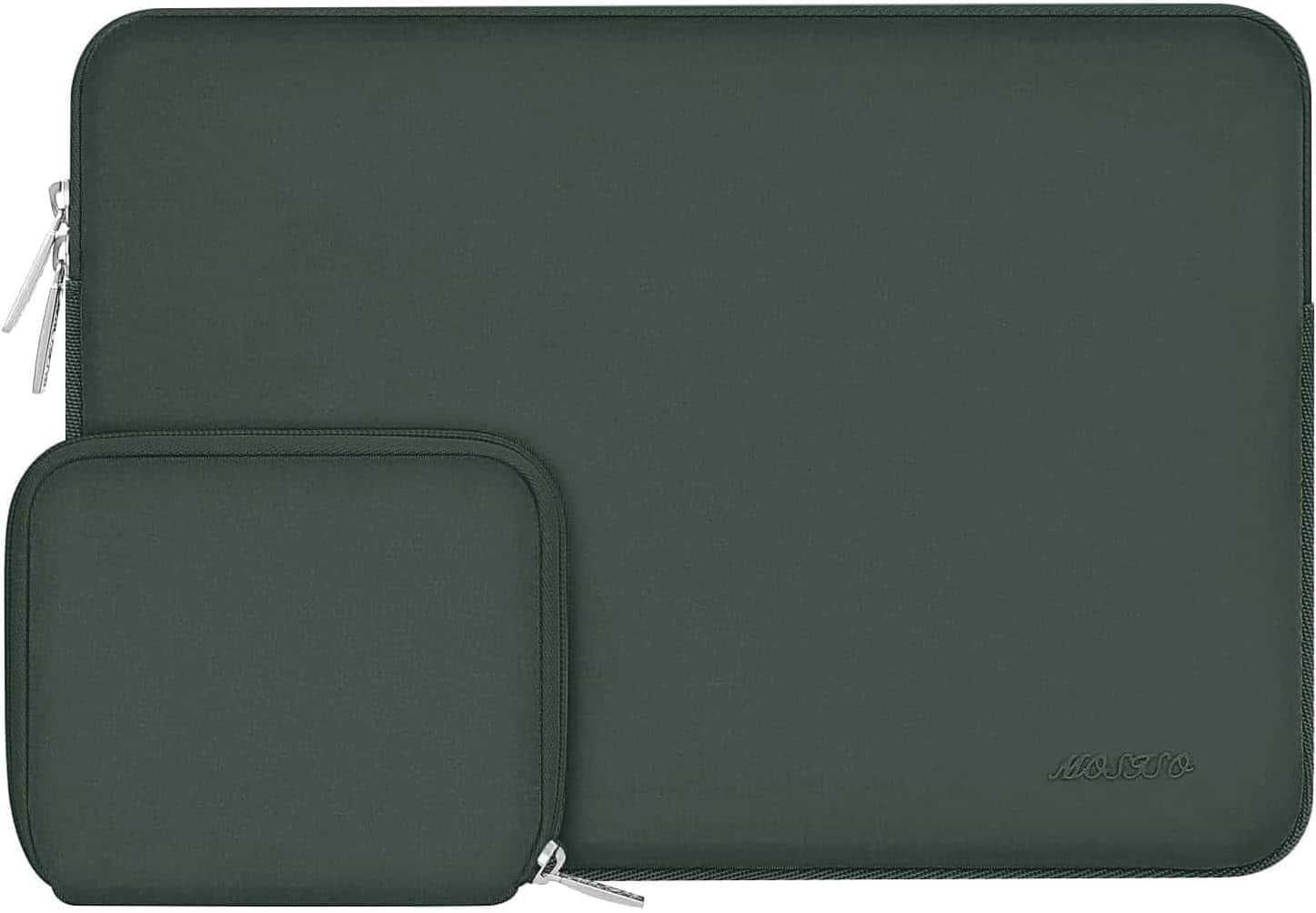 mosiso - 13 inch Neoprene Laptop Sleeve with Small Accessory Pouch - Midnight Green