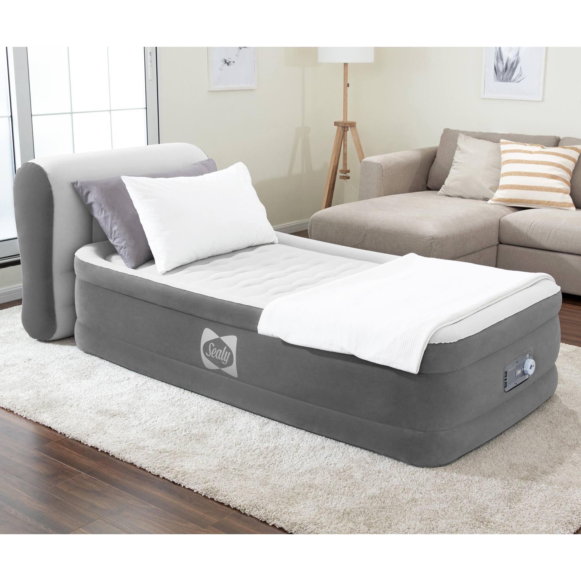 Alt View 4. Bestway - Sealy: Tritech: Air Mattress & Headboard - Twin - Gray.