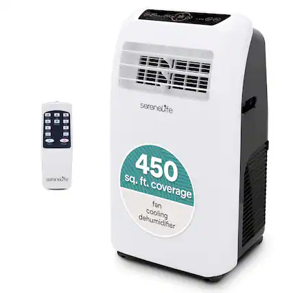 Han a a - 6 Guan Co + dry serenelife . . - - 2 - . + - I serenelife sq. 450 ft. coverage fan cooling dehumidifier