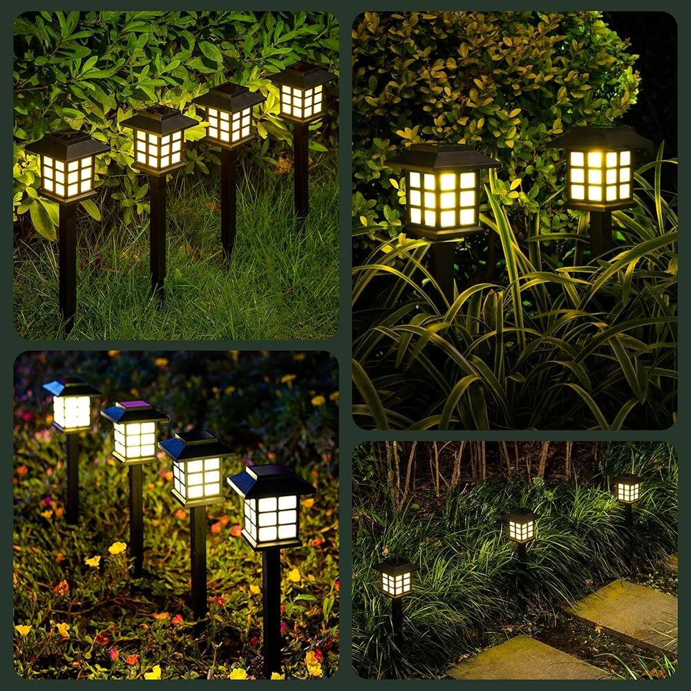Back. MOSZAR LLC - Solar Outdoor Lights,12 Pack Solar Path Lights, Walkway - White.